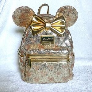 Disney Parks x Loungefly Minnie Gold Sequin Hidden Mickey Mini Backpack